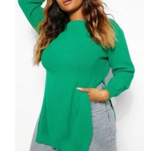 Green Side Slit Sweater